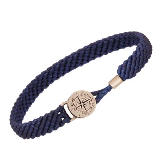 Βραχιόλι κορδόνι ασημένια Πυξίδα