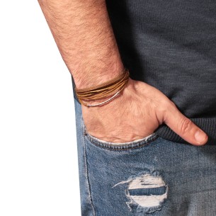 Βραχιόλι κορδόνια ασημένια Μπάρα Ταυτότητα