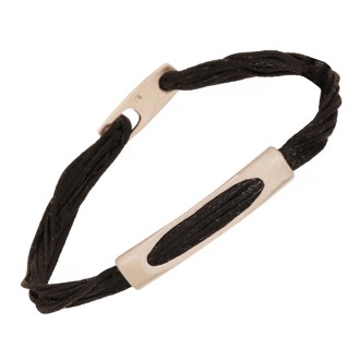 Βραχιόλι κορδόνι ασημένιος Κύλινδρος