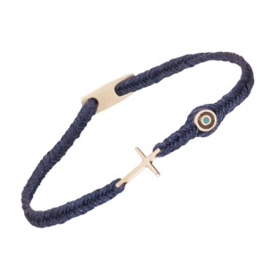 Βραχιόλι κορδόνι ασημένιος Σταυρός Μάτι