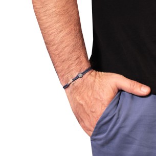 Βραχιόλι κορδόνι ασημένιος Σταυρός Μάτι