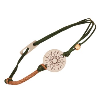 Βραχιόλι κορδόνια ασημένιος Δίσκος Ήλιος