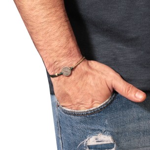 Βραχιόλι κορδόνια ασημένιος Δίσκος Ήλιος