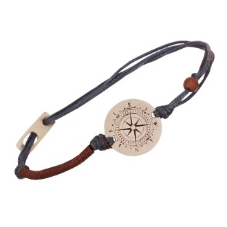 Βραχιόλι κορδόνια ασημένια Πυξίδα