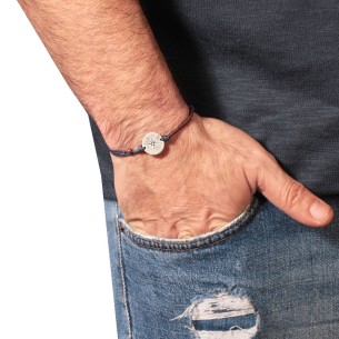 Βραχιόλι κορδόνια ασημένια Πυξίδα