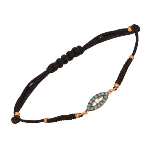 Βραχιόλι κορδόνι ασημένιο ρόζ Μάτι