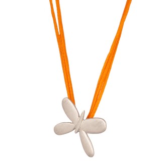 Κολιέ κορδόνια ασημένια Πεταλούδα