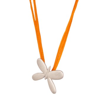 Κολιέ κορδόνια ασημένια Πεταλούδα