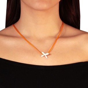 Κολιέ κορδόνια ασημένια Πεταλούδα