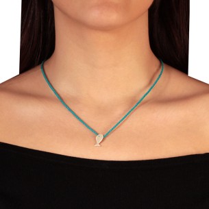 Κολιέ κορδόνι ασημένιο Ψάρι