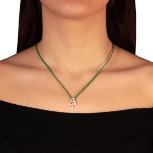 Κολιέ κορδόνι ασημένιο Μανιτάρι