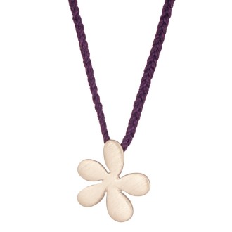 Κολιέ κορδόνι ασημένιο Λουλούδι