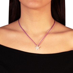 Κολιέ κορδόνι ασημένιο Αστέρι