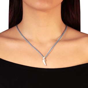 Κολιέ κορδόνι ασημένιο Καράβι