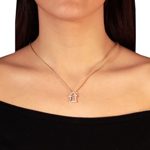 Κολιέ κορδόνι ασημένιο Σπίτι