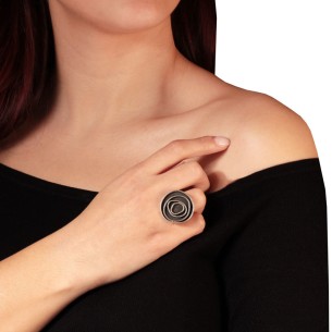 Ασημένιο επιπλατινωμένο δαχτυλίδι Κύκλοι