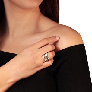 Ασημένιο επιπλατινωμένο δαχτυλίδι Βέρα Γραμμές