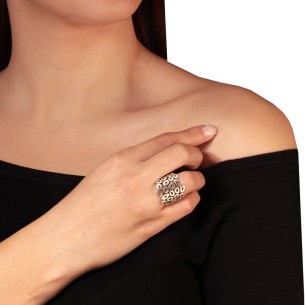 Ασημένιο επιπλατινωμένο δαχτυλίδι Βέρα Κύκλοι