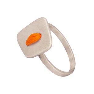 Ασημένιο επιπλατινωμένο δαχτυλίδι Κουμπί