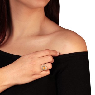 Ασημένιο επιπλατινωμένο δαχτυλίδι Κουμπί