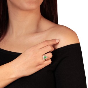 Ασημένιο επιπλατινωμένο δαχτυλίδι Κουμπί