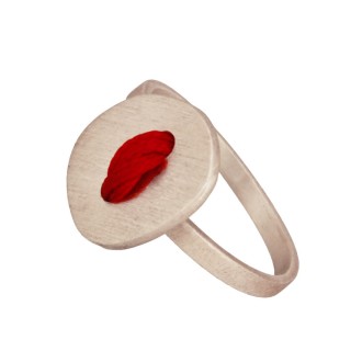 Ασημένιο επιπλατινωμένο δαχτυλίδι Κουμπί