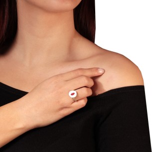 Ασημένιο επιπλατινωμένο δαχτυλίδι Κουμπί