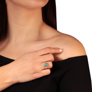 Ασημένιο επιπλατινωμένο δαχτυλίδι Κουμπί