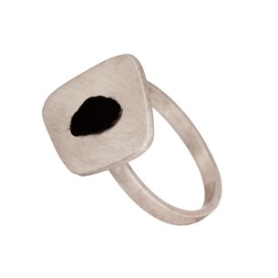 Ασημένιο επιπλατινωμένο δαχτυλίδι Κουμπί