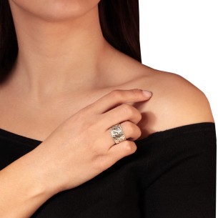 Ασημένιο επιπλατινωμένο δαχτυλίδι Βέρα