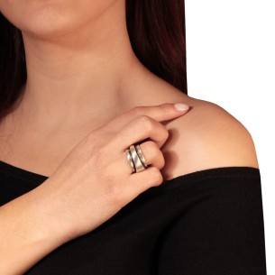 Ασημένιο επιπλατινωμένο δαχτυλίδι Βέρα Γραμμή
