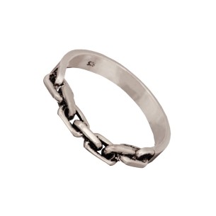 Ασημένιο επιπλατινωμένο δαχτυλίδι Αλυσίδα