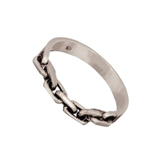 Ασημένιο επιπλατινωμένο δαχτυλίδι Αλυσίδα