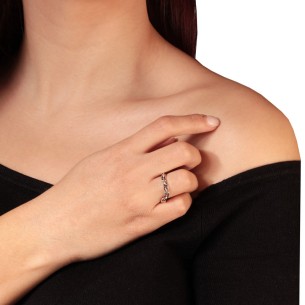 Ασημένιο επιπλατινωμένο δαχτυλίδι Αλυσίδα