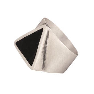 Αντρικό ασημένιο δαχτυλίδι Τρίγωνο Έβενος