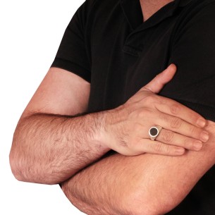 Ασημένιο επιπλατινωμένο δαχτυλίδι Έβενος