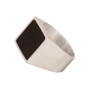 Ασημένιο επιπλατινωμένο δαχτυλίδι Έβενος