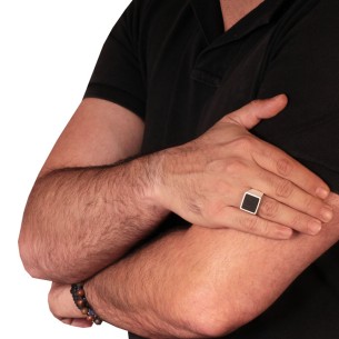 Ασημένιο επιπλατινωμένο δαχτυλίδι Έβενος