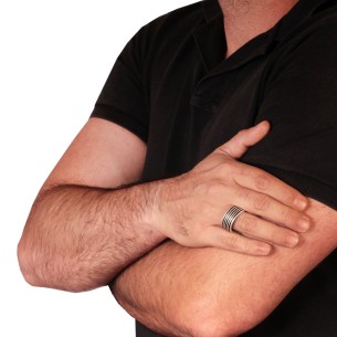 Ασημένιο επιπλατινωμένο δαχτυλίδι Βέρα Κύκλοι