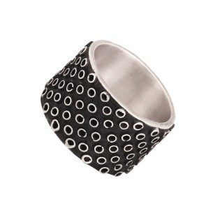 Ασημένιο μαύρο δαχτυλίδι Βέρα Κύκλοι