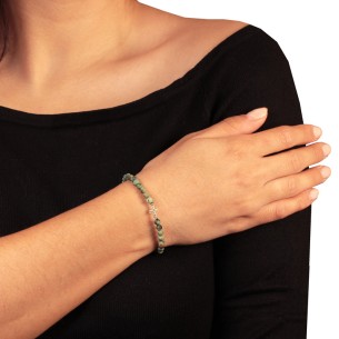 Βραχιόλι κορδόνι Πέτρες ασημένιος Σταυρός