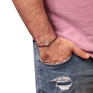 Βραχιόλι κορδόνι ασημένιο Μάτι