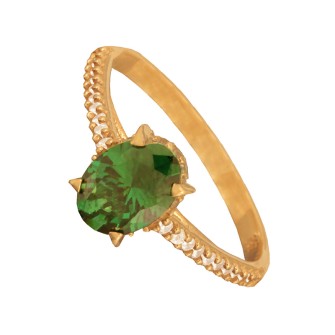 Γυναικείο χρυσό 14k δαχτυλίδι οβάλ Μονόπετρο