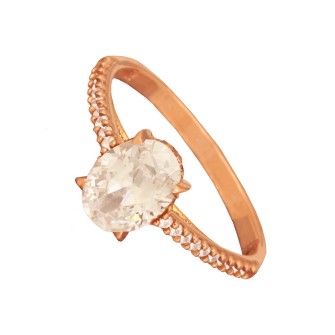 Γυναικείο ρόζ χρυσό 14k δαχτυλίδι Μονόπετρο