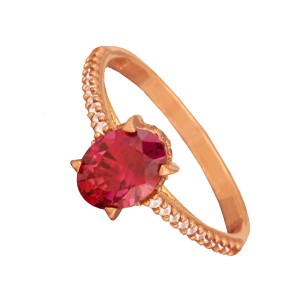 Γυναικείο χρυσό 14k δαχτυλίδι οβάλ Μονόπετρο