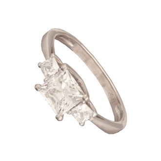 Γυναικείο λευκόχρυσο 14k δαχτυλίδι Τρίπετρο