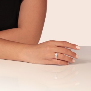 Γυναικείο λευκόχρυσο 14k δαχτυλίδι Τρίπετρο