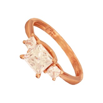 Γυναικείο ρόζ χρυσό 14k δαχτυλίδι Τρίπετρο