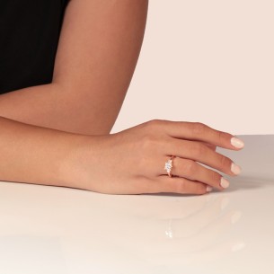 Γυναικείο ρόζ χρυσό 14k δαχτυλίδι Τρίπετρο