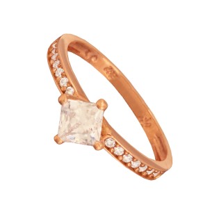 Γυναικείο ρόζ χρυσό 14k δαχτυλίδι Μονόπετρο